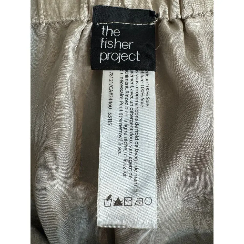 EIleen Fisher Shibori silk skirt Taupe Mocha A line pull on fully lined   XL